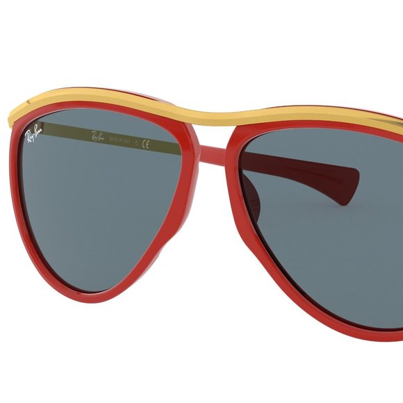 NEW RAY BAN RB 2219 OLYMPIAN AVIATOR 1243/R5 Polished Red-Gold/Blue 59mm - Picture 4 of 10